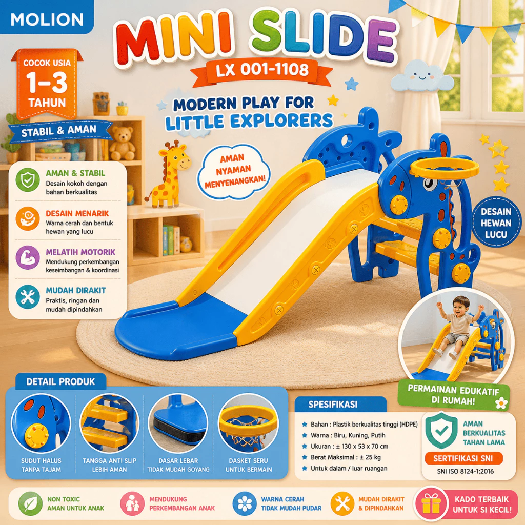 Perosotan Anak MOLION TOYS M1101/M1104/M1108 – Seluncuran Mini Karakter Jerapah SNI
