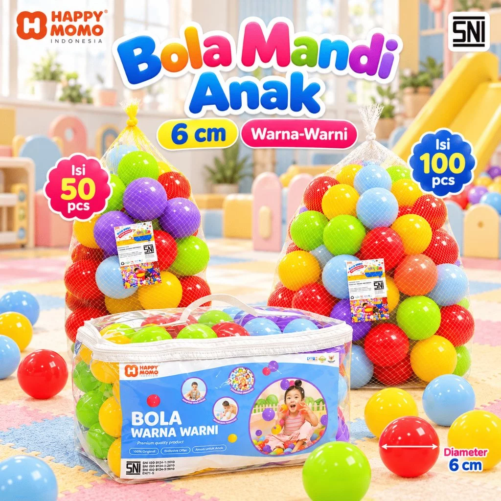 Bola Mandi Anak 6cm – Bola Warna-Warni Isi 50/100pcs untuk Playground